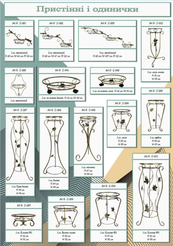 Підставка на 1 великий вазон кована. Стійка для квітів низька