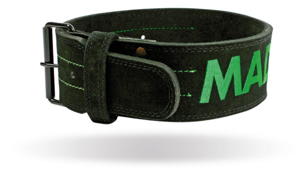 Пояс для важкої атлетики MadMax MFB-301 Suede Single Prong шкіряний Black/Green XL