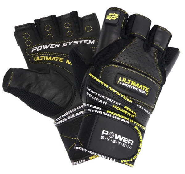 Рукавички для фітнесу Power System PS-2810 Ultimate Motivation Black/Yellow Line L