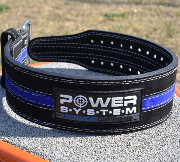 Пояс для пауерліфтингу Power System PS-3800  PowerLifting шкіряний Black/Blue Line XXL