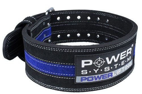 Пояс для пауерліфтингу Power System PS-3800  PowerLifting шкіряний Black/Blue Line L