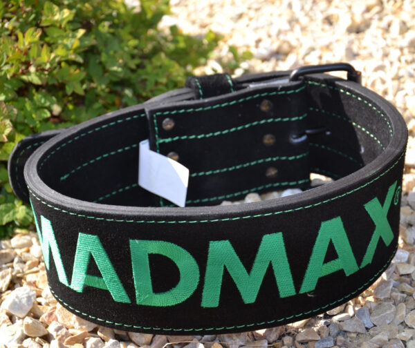 Пояс для важкої атлетики MadMax MFB-301 Suede Single Prong шкіряний Black/Green M