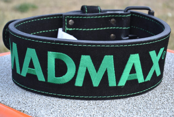 Пояс для важкої атлетики MadMax MFB-301 Suede Single Prong шкіряний Black/Green M