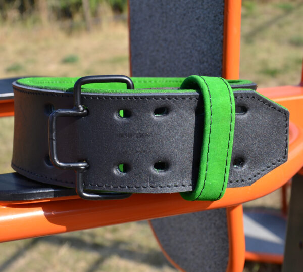 Пояс для важкої атлетики MadMax MFB-302 Quick Release Belt  шкіряний Black/Green XXL