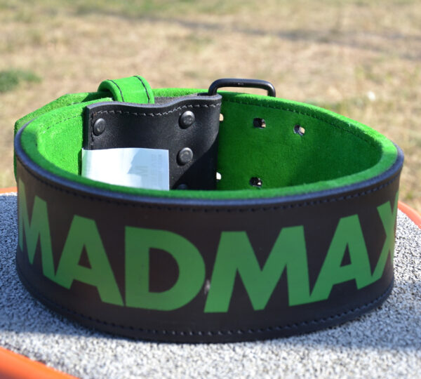 Пояс для важкої атлетики MadMax MFB-302 Quick Release Belt  шкіряний Black/Green XXL