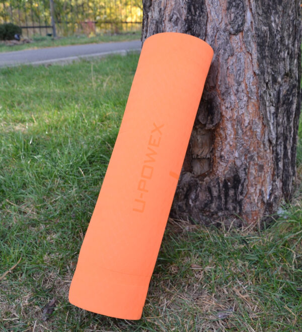 Килимок для йоги та фітнесу U-POWEX TPE Yoga mat Orange/Blue (183х61х0.6)