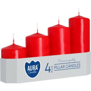 Набір свічок 4 шт. циліндр Bispol AURA Candles Червоні (sw50/4-030)