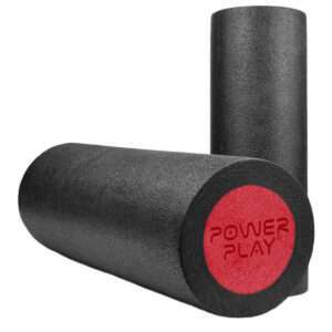 Масажний ролик (роллер) гладкий PowerPlay 4021 Fitness Roller Чорно-червоний (30x15см.)