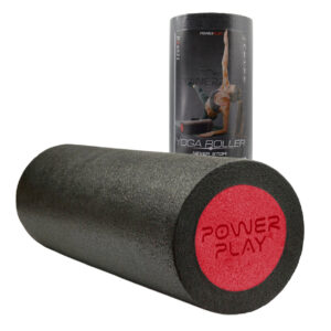 Масажний ролик (роллер) гладкий PowerPlay 4021 Fitness Roller Чорно-червоний (30x15см.)