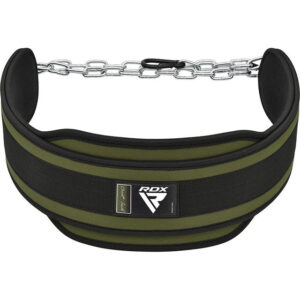 Пояс для обтяжень з ланцюгом RDX T7 Pro Dipping Belt 2 Layer  неопреновий Army Green