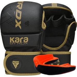 Рукавиці для ММА (Греплінгові рукавички) RDX F6 KARA Matte Golden Plus L/XL (капа у комплекті)