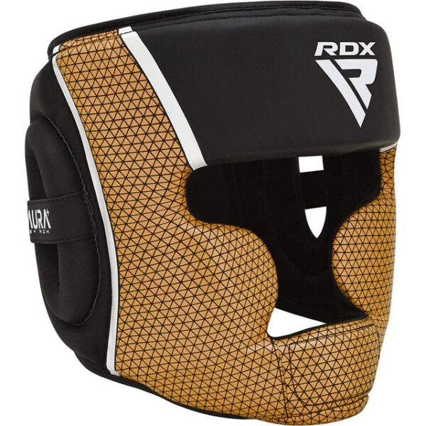 Боксерський шолом RDX AURA PLUS T-17 Black Golden M (капа у комплекті)