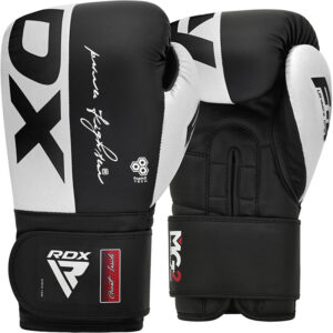 Боксерські рукавиці RDX F4 Boxing Sparring Gloves Hook&Loop WHITE/BLACK 12 унцій (капа у комплекті)