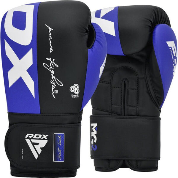 Боксерські рукавиці RDX F4 Boxing Sparring Gloves Hook&Loop BLUE/BLACK 14 унцій (капа у комплекті)