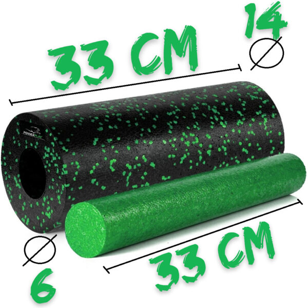 Масажний ролик (роллер) гладкий PowerPlay PP-4348 2 in 1 EPP Foam Roller Чорно/Зелений (33x14см.)