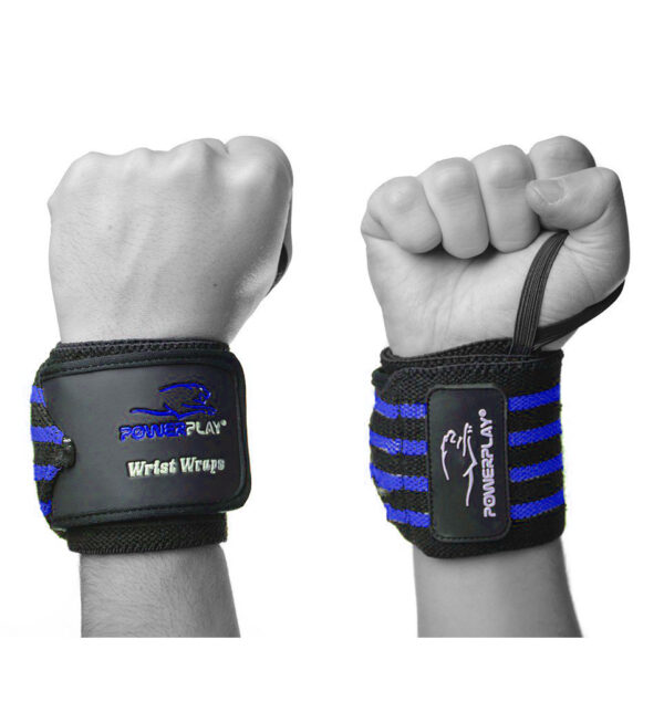 Кистьові бинти PowerPlay 3081 Gym WristT Wraps Чорно-Сині