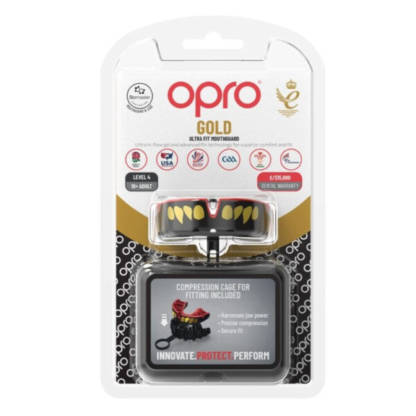 Капа OPRO Gold доросла (вік 11+)  JAWS Black/Red (art.102504011)